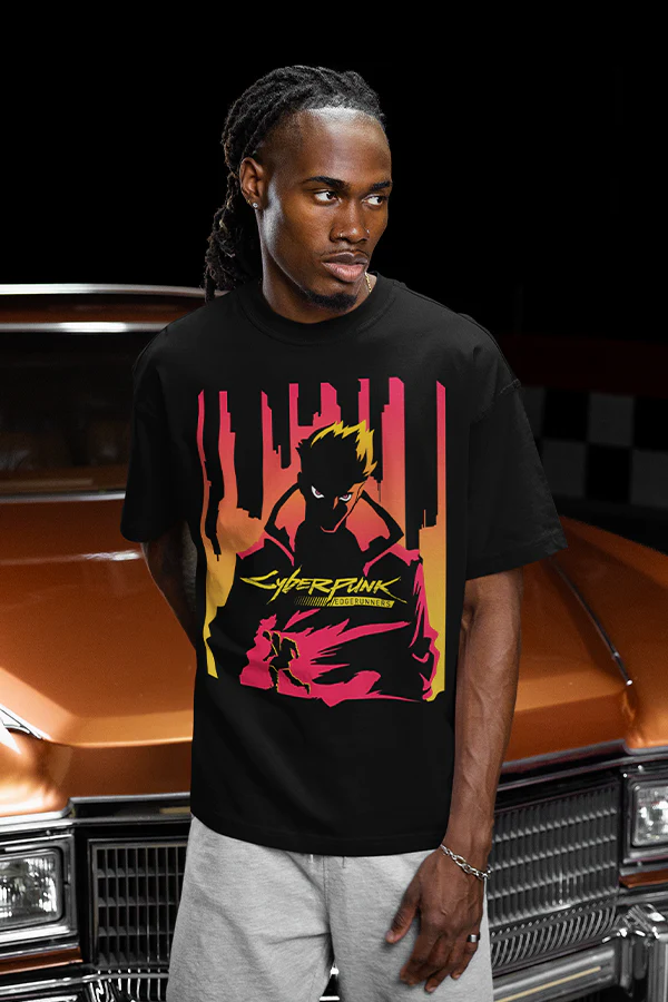 CYBERPUNK EDGERUNNERS DAVID MARTINEZ ON FIRE TEE - Image 3